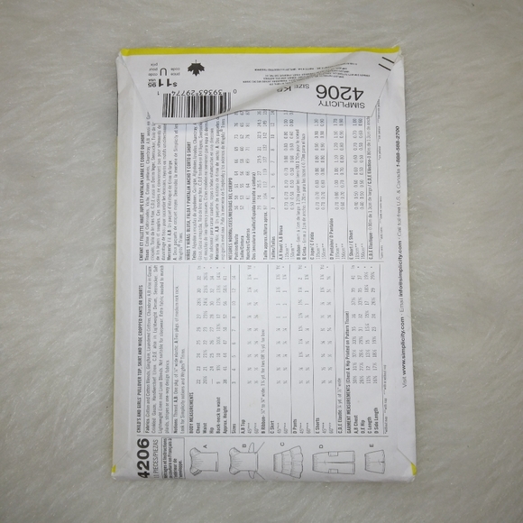 SIMPLICITY 4206 Sewing Patterns for Dummies Child's & Girl's separates Size 7-14 - Picture 5 of 5